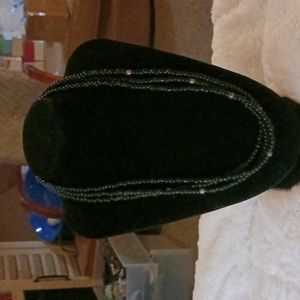 Silver 925 and black stone Sea beads 3 strand necklace B1 0039